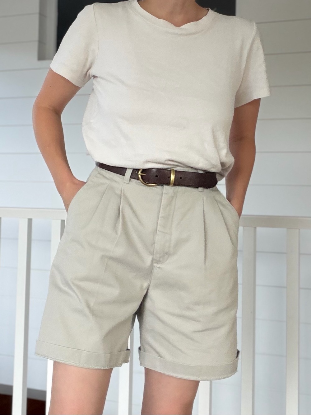 Vintage Lee Casuals Wrinkle Free Tan Dad Chino Shorts 100% Cotton - Waist 26"